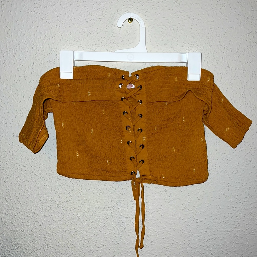 Mustard Pacsun Corset Crop Top